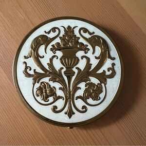 Vintage Compact Powder and Puff Rex Fifth Avenue - 1960's - Gold Plated Large